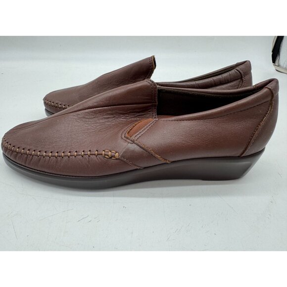 Sas Womens Dream On Slip On Loafers Size 9N Brown Wedge Workwear Leather Moccasi - Picture 9 of 15